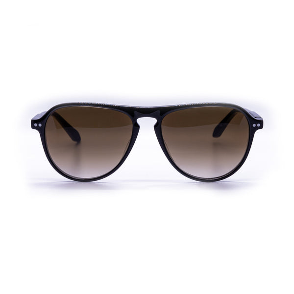 Lunetterie générale - Enigma Sunglasses | Specs Collective, Smoked Crystal/18k Gold with Gradient Blue Green Lenses (Col.V)